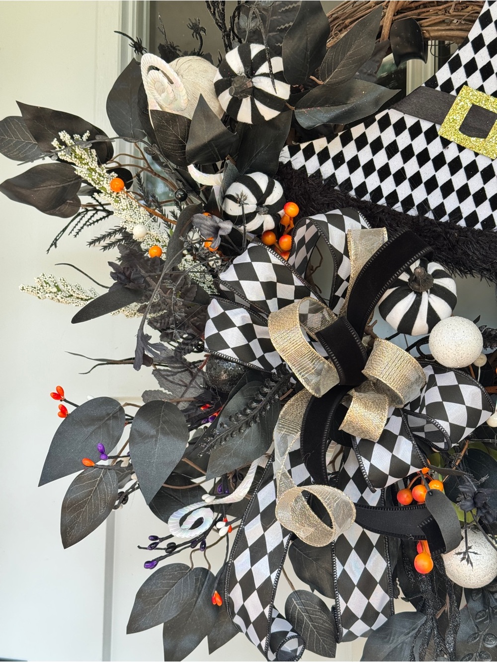 Black & White Harlequin Witch Wreath - Picture 5 of 6